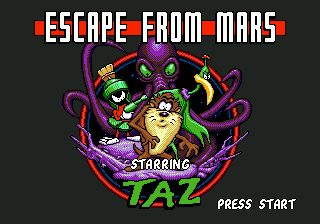 Taz in Escape from Mars (Europe) Title Screen